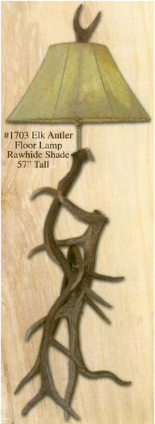 High Country Elk Antler Floor Lamp w/Rawhide Shade