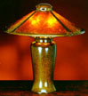 mica lamps, copper lighting, turn of the century lamps